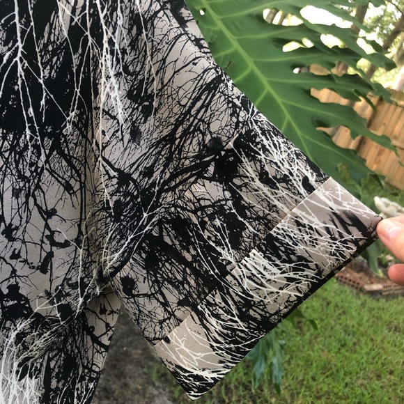 Kenzie Black and White Abstract Tree Print Blouse - Picture 3 of 8